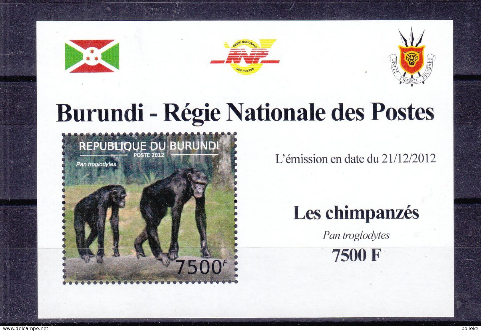 Chimpanzés - Burundi - COB 2032 ** - En Petite Feuille - Valeur 14 € +++ - Schimpansen