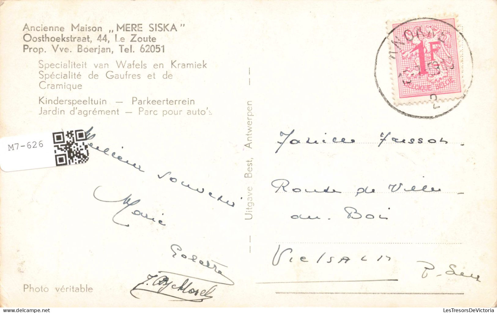 BELGIQUE - Souvenir De Moeder "Siska" - Knokke Zoute - Carte Postale Ancienne - Knokke