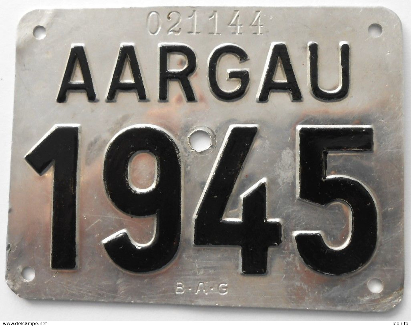 Velonummer Aargau AG 45 - Nummerplaten