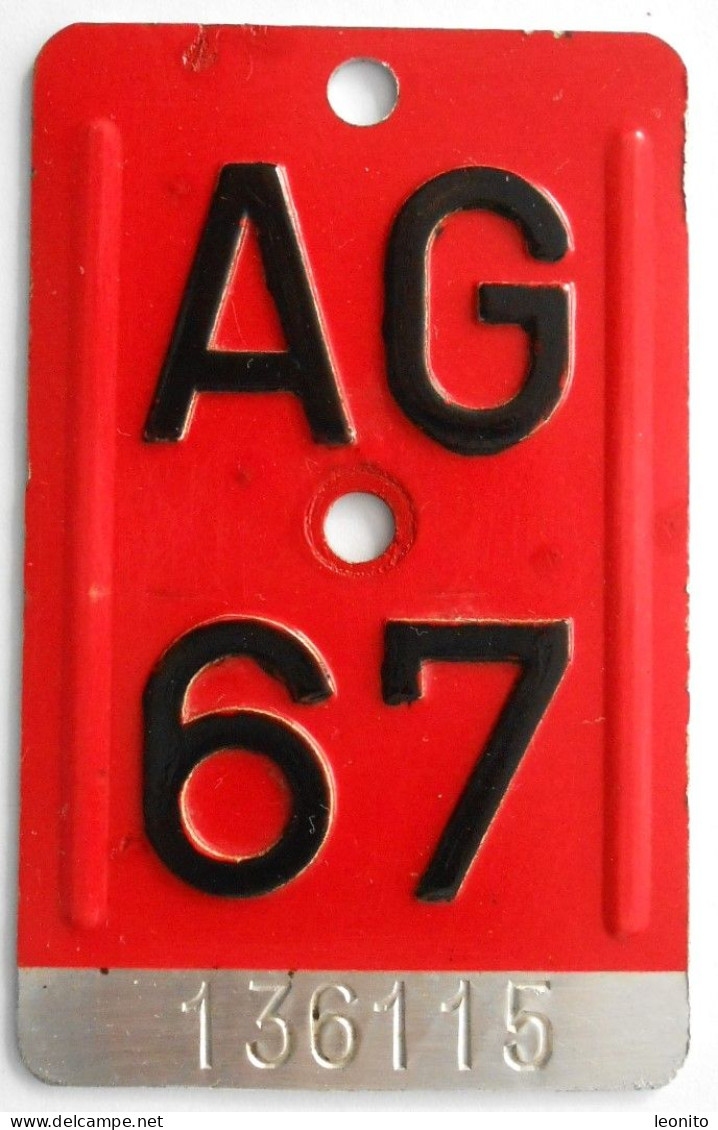 Velonummer Aargau AG 67 - Number Plates