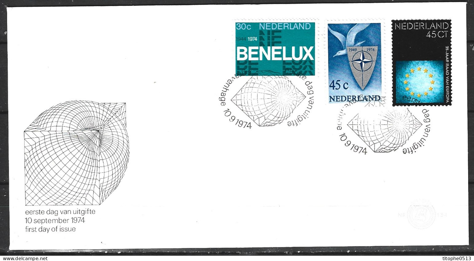PAYS-BAS. N°1006-8 Sur Enveloppe 1er Jour (FDC) De 1974. OTAN. - OTAN