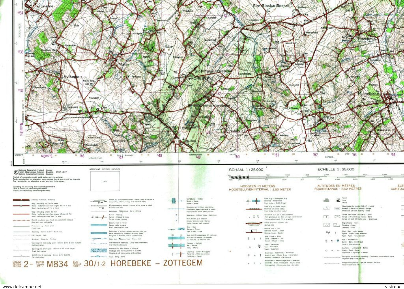 Institut Géographique Militaire Be - "HOREBEKE-ZOTTEGEM" - N° 30/1-2 - Edition: 1977 - Echelle 1/25.000 - Cartes Topographiques