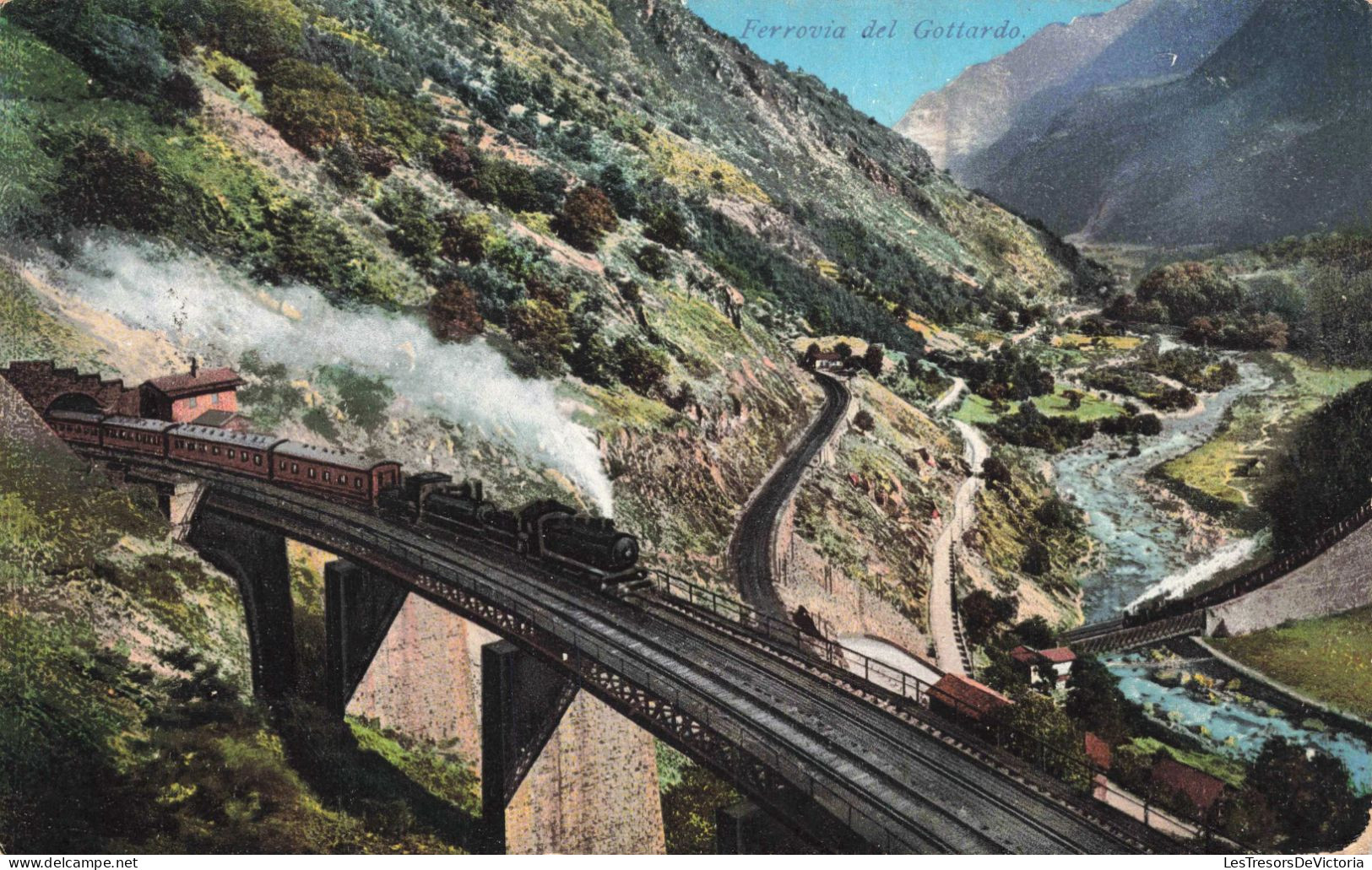 SUISSE - Valais - Ferrovia Del Gottardo - Colorisé - Carte Postale Ancienne - Andere & Zonder Classificatie