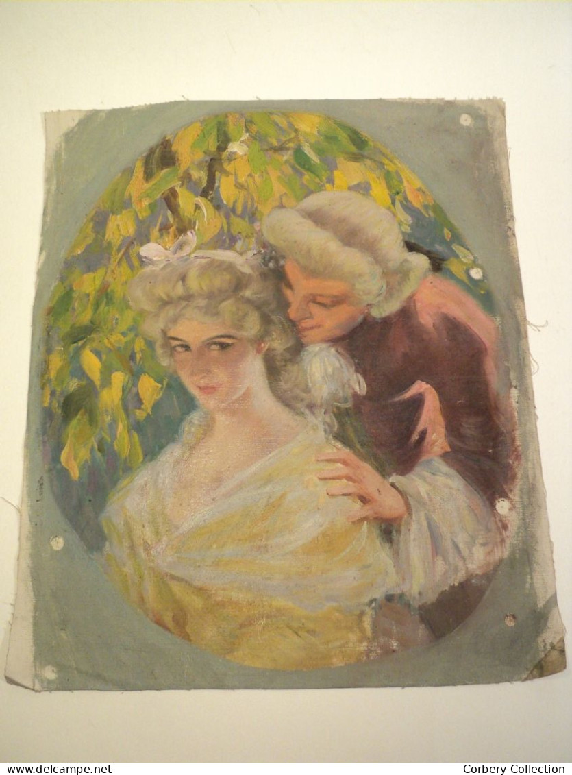 Peinture sur Toile Couple Scène Galante XIXème Style XVIIIème