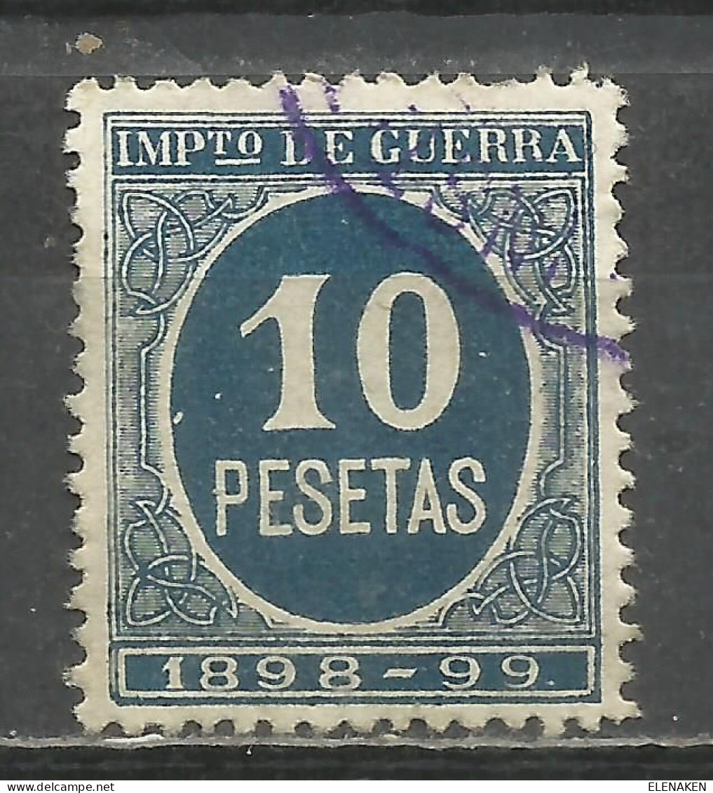 8527G-SELLO 10 PESETAS  IMPUESTO DE GUERRA FISCAL 30,00€  AÑO 1898-1898,PARA SUFRAGAR LAS COSTAS DE LAS GUERRAS EN ULTRA - Impots De Guerre