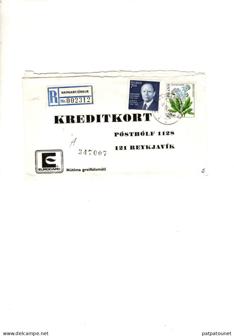 Islande Lettre Recommandée 1983 2 Timbres - Covers & Documents