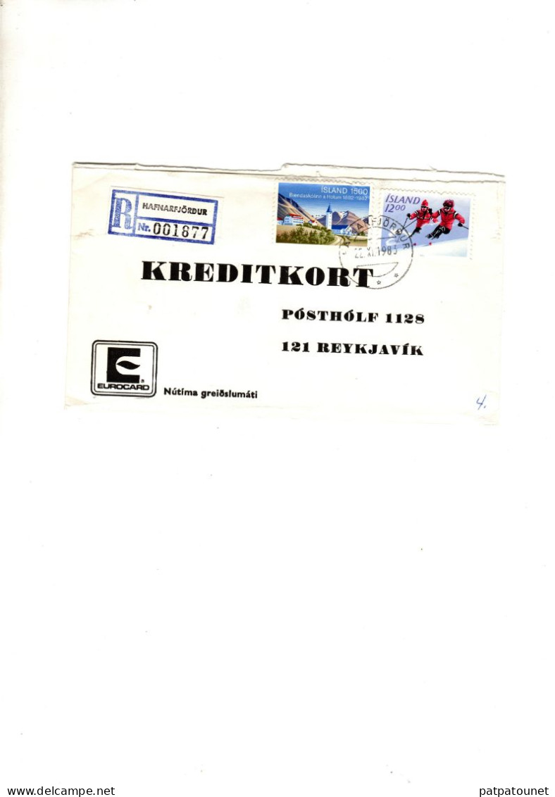 Islande Lettre Recommandée 1983 2 Timbres - Covers & Documents