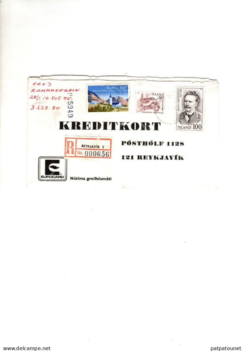 Islande Lettre Recommandée 1983 3 Timbres - Covers & Documents