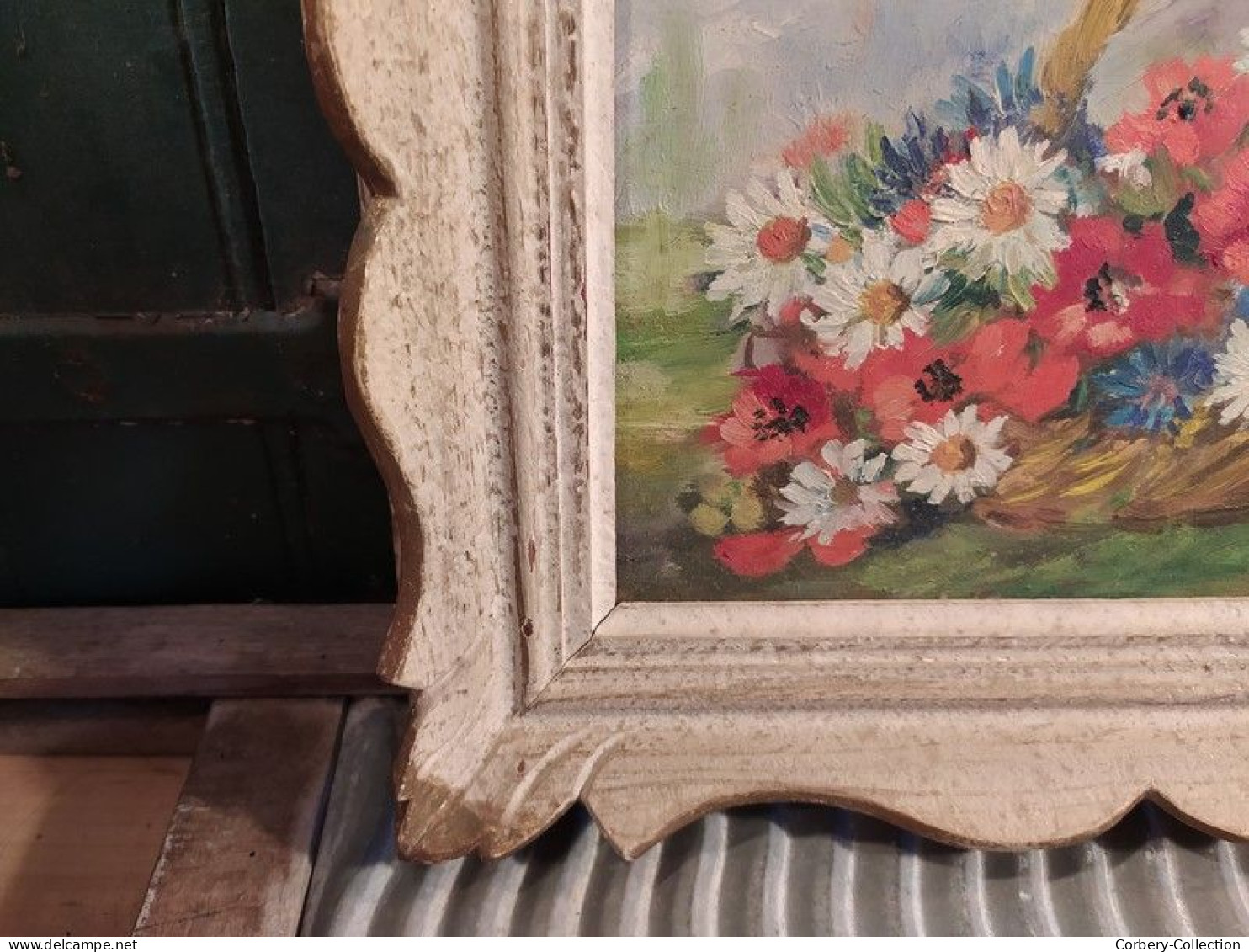 Ancien Tableau Bouquet de Fleurs Printanières