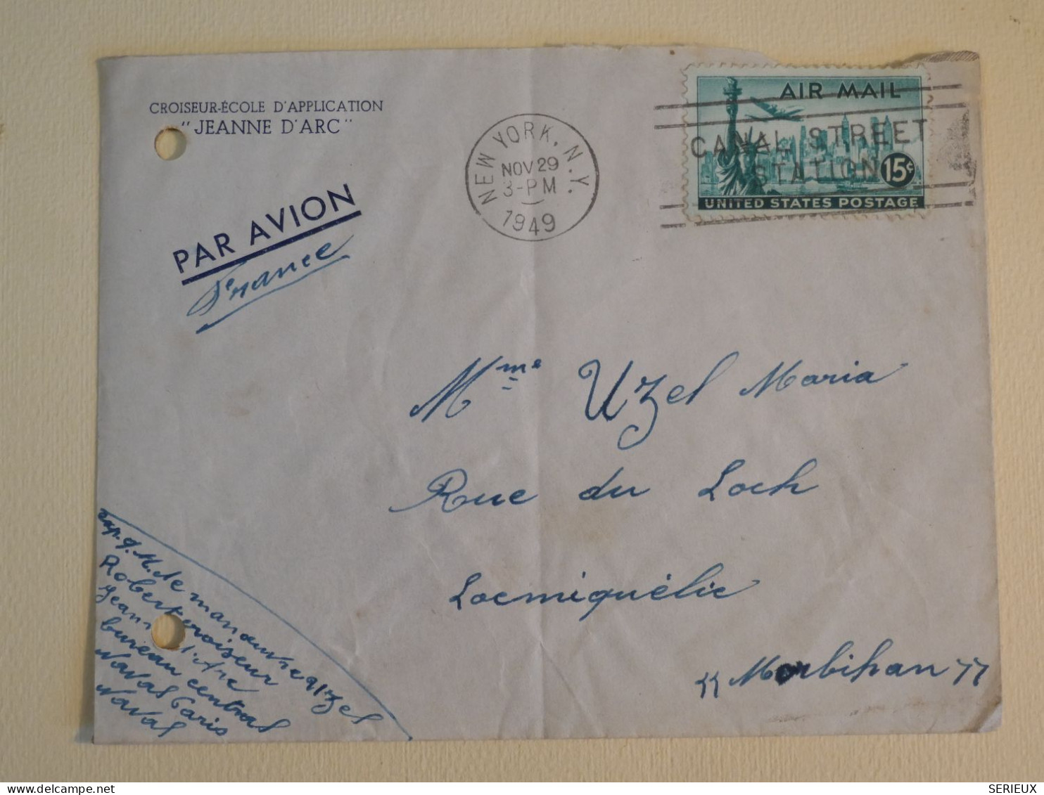 DB3  ETATS UNIS   BELLE LETTRE  NEW YORK    A  LOCQUEMELIE FRANCE +  AFF. INTERESSANT+   +++ - Lettres & Documents