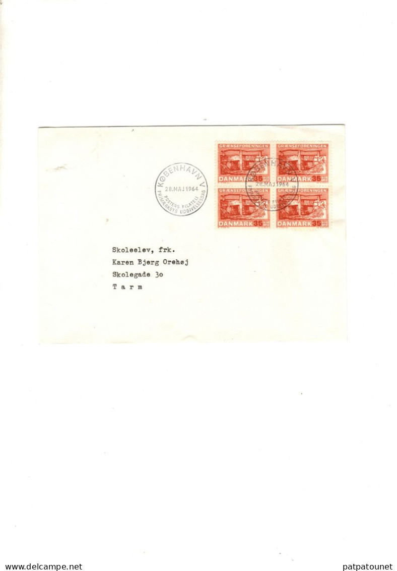 Danemark FDC Bloc De 4 1964 - Lettres & Documents