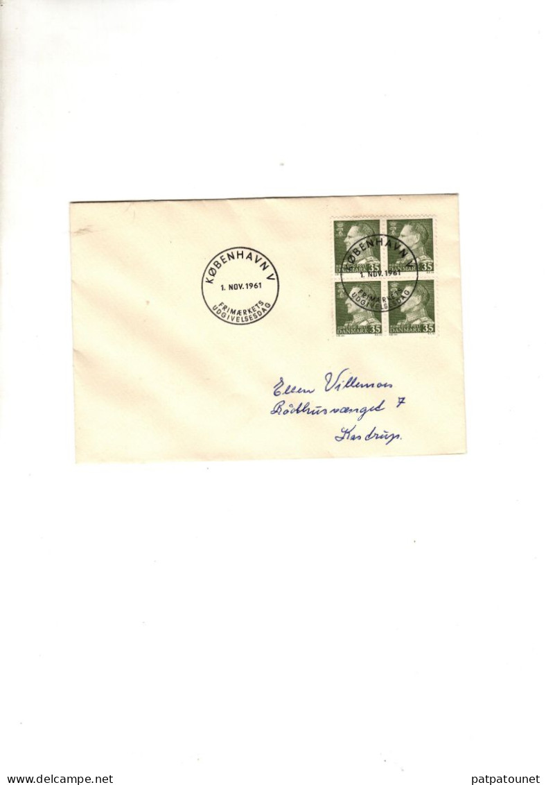 Danemark FDC Bloc De 4 1961 - Cartas & Documentos