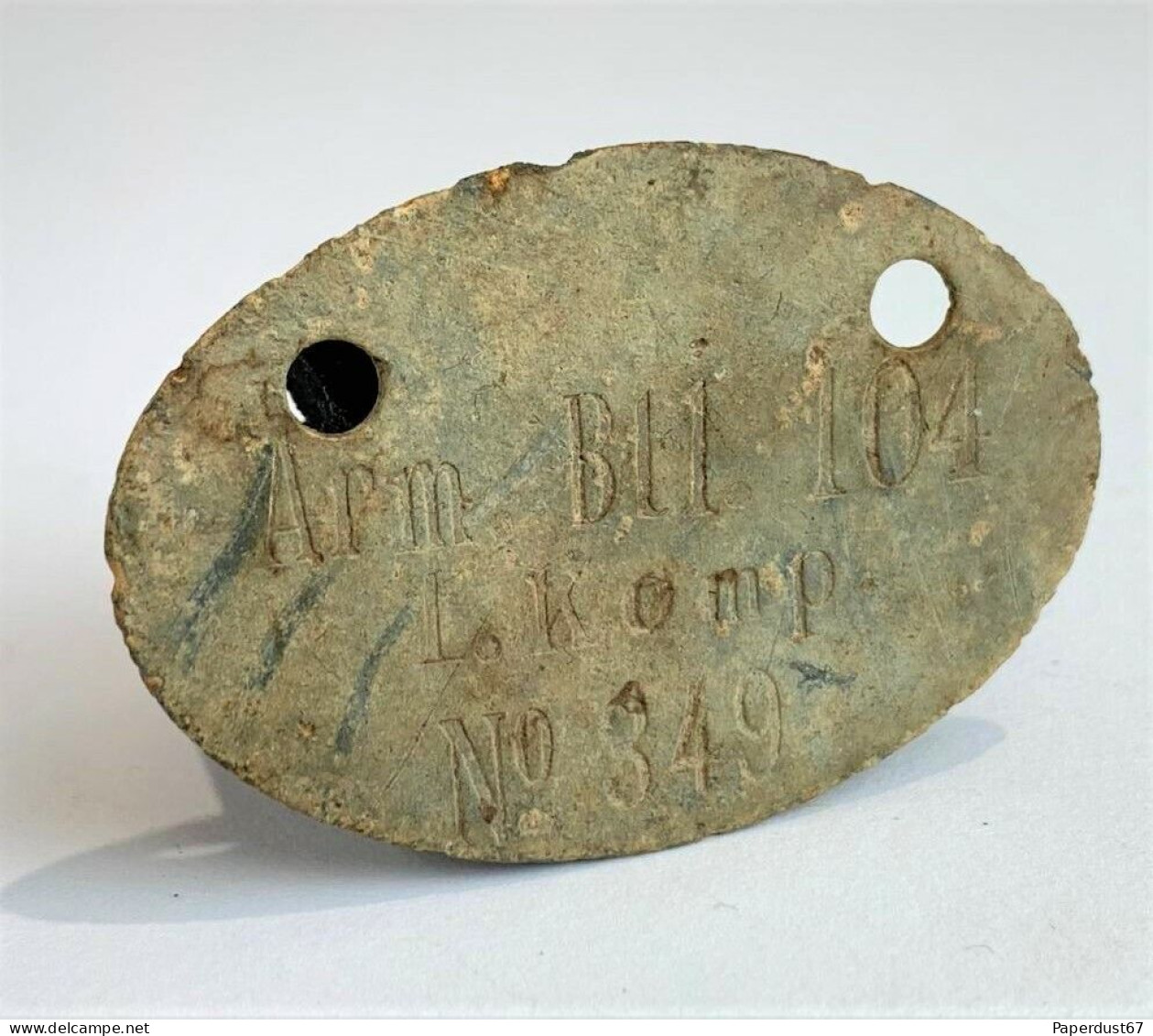 Plaque d'identité Allemande German Dog Tag Imperial German Army Soldiers ID 1878 Model Prussian Army