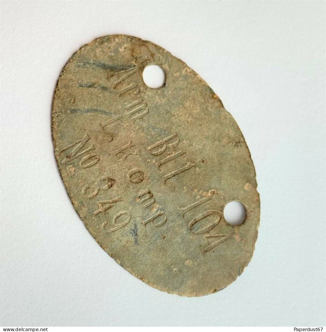 Plaque d'identité Allemande German Dog Tag Imperial German Army Soldiers ID 1878 Model Prussian Army