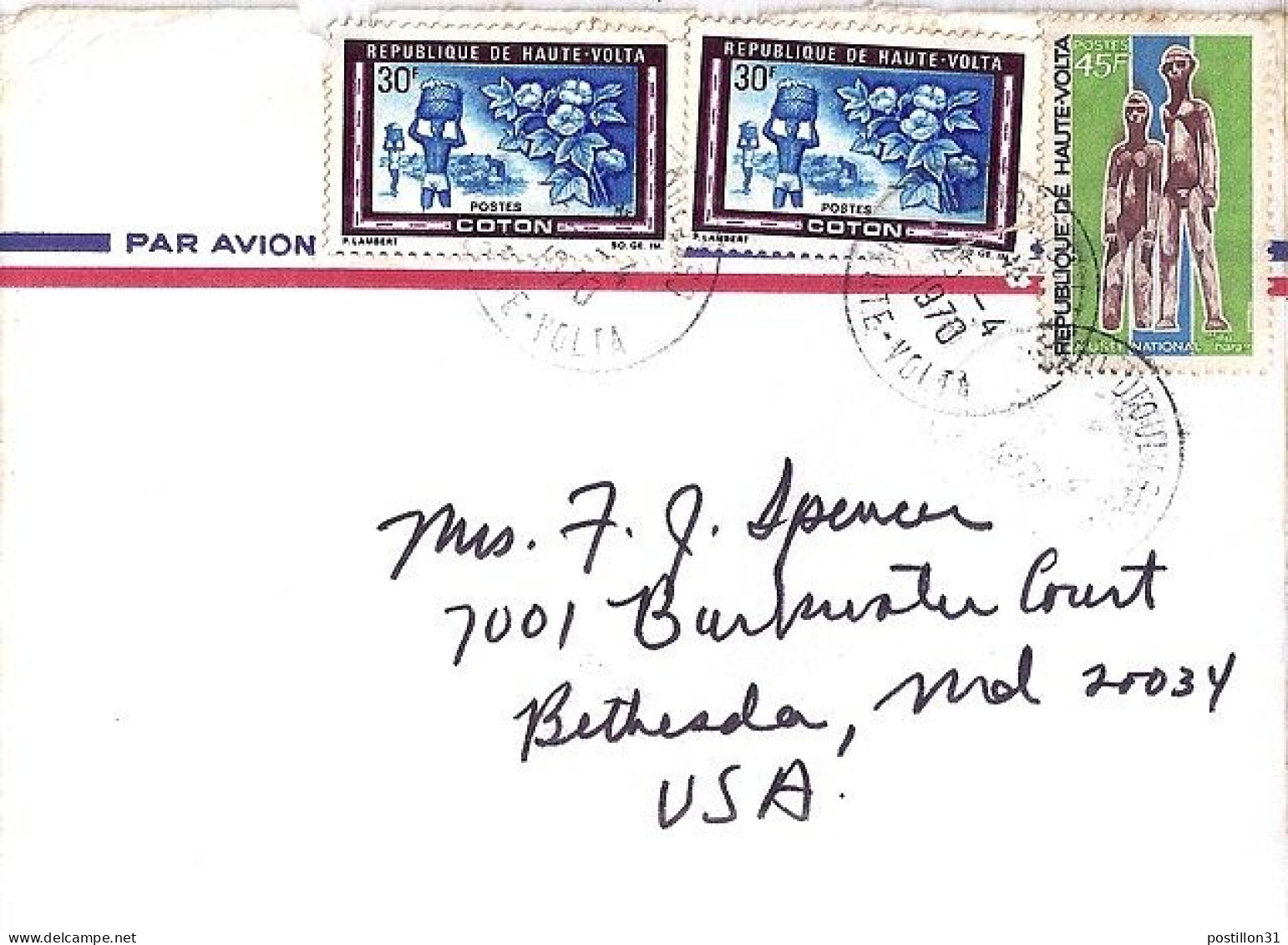 Hte VOLTA N° 205x2/209 S/L. DE OUAGADOUGOU/25.4.70 POUR LES USA - Brieven En Documenten