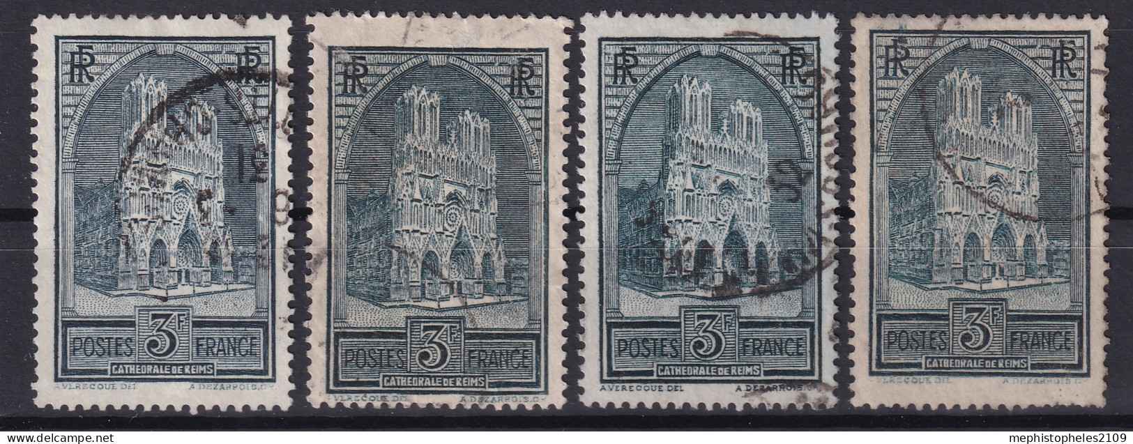 FRANCE 1929/31 - Canceled - YT 259, 259a, 259b, 259c - Reims, All 4 Types! - Oblitérés
