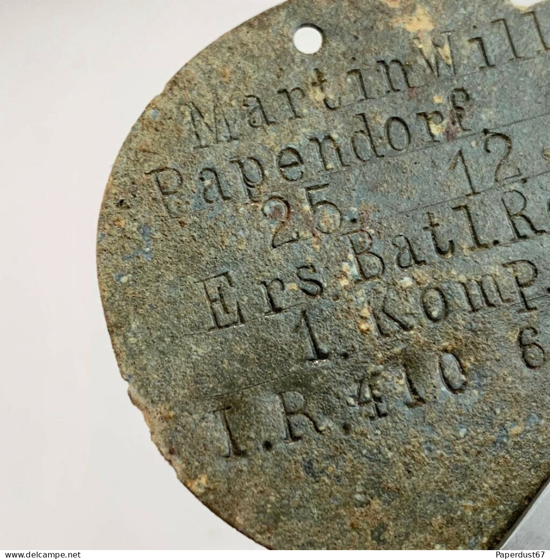 Plaque D'identité Allemande WW1 Dog Tag German Soldiers ID Erkennungsmarke #13 - 1914-18