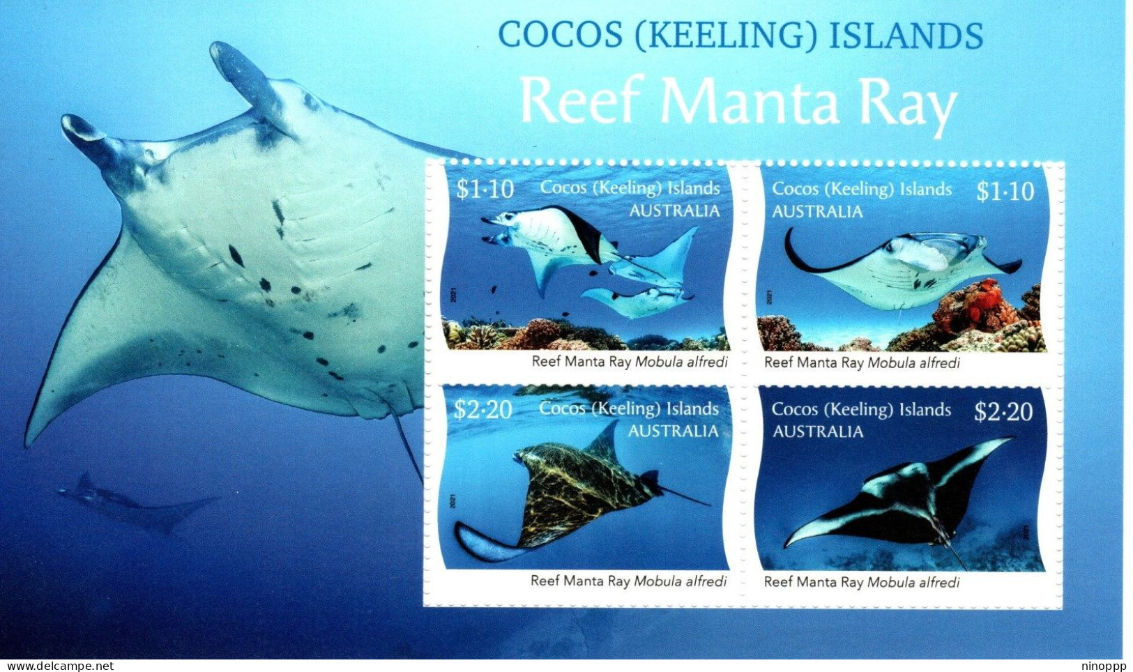 Cocos (Keeling) Islands  ASC 527 MS  2021 Reef Manta Ray, Miniheet,mint Never Hinged - Cocos (Keeling) Islands