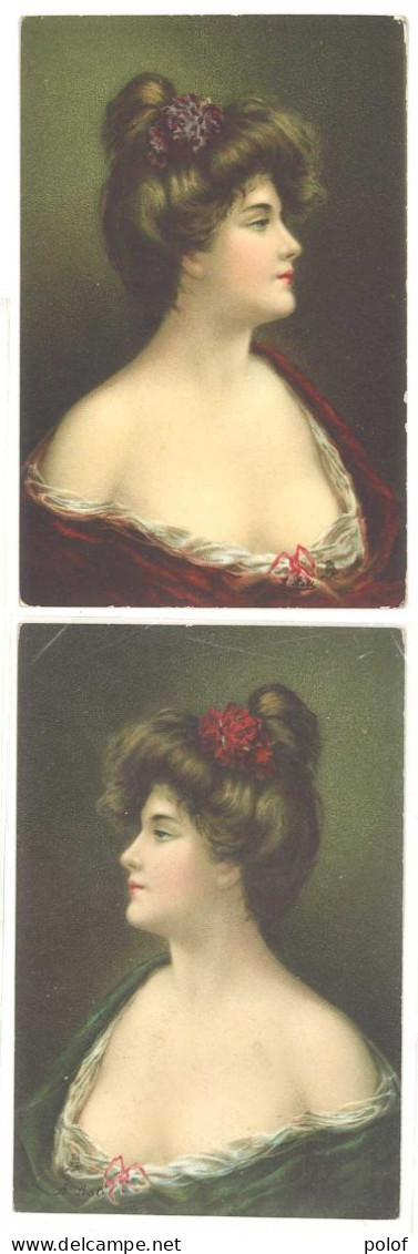 ASTI  - Lot De 2 CPA - Portraits De Femmes - Carton Rigide - Pub Chicorée Arlatte    (11) - Asti