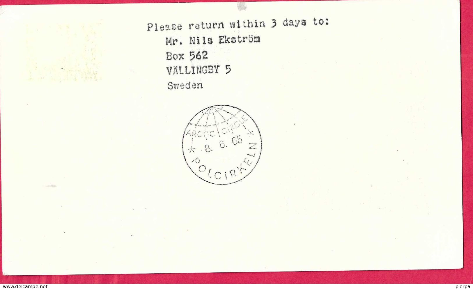 SVERIGE - FIRST MIDNIGHT SUN FLIGHT STOCKHOLM/KIRUNA/STOCKHOLM *5.6.65* ON OFFICIAL COVER - Storia Postale