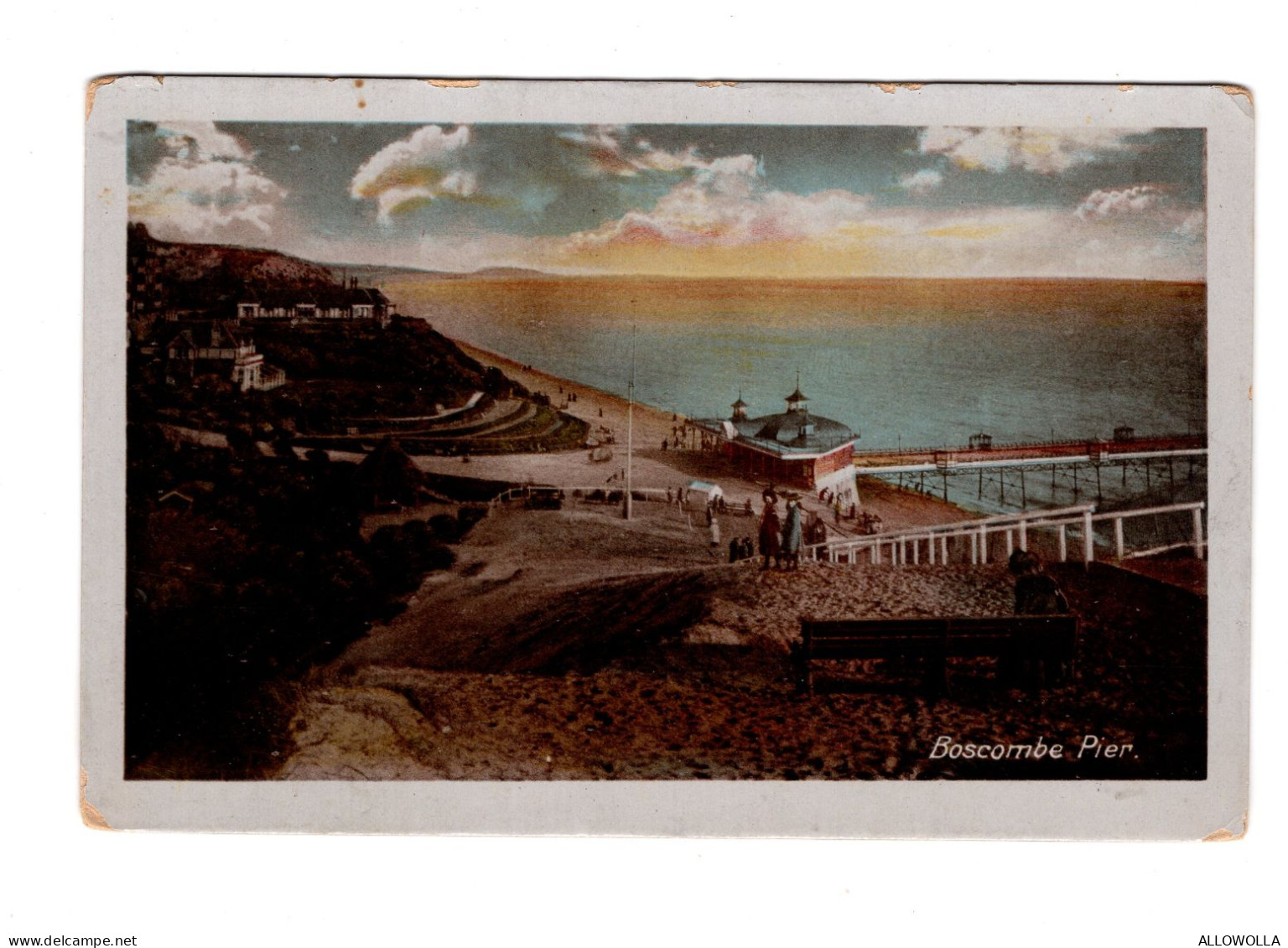 22316 "  BOSCOMBE PIER" ANIMATED-BEACH-VERA FOTO-CART. POST. SPED.1915 - Bournemouth (bis 1972)