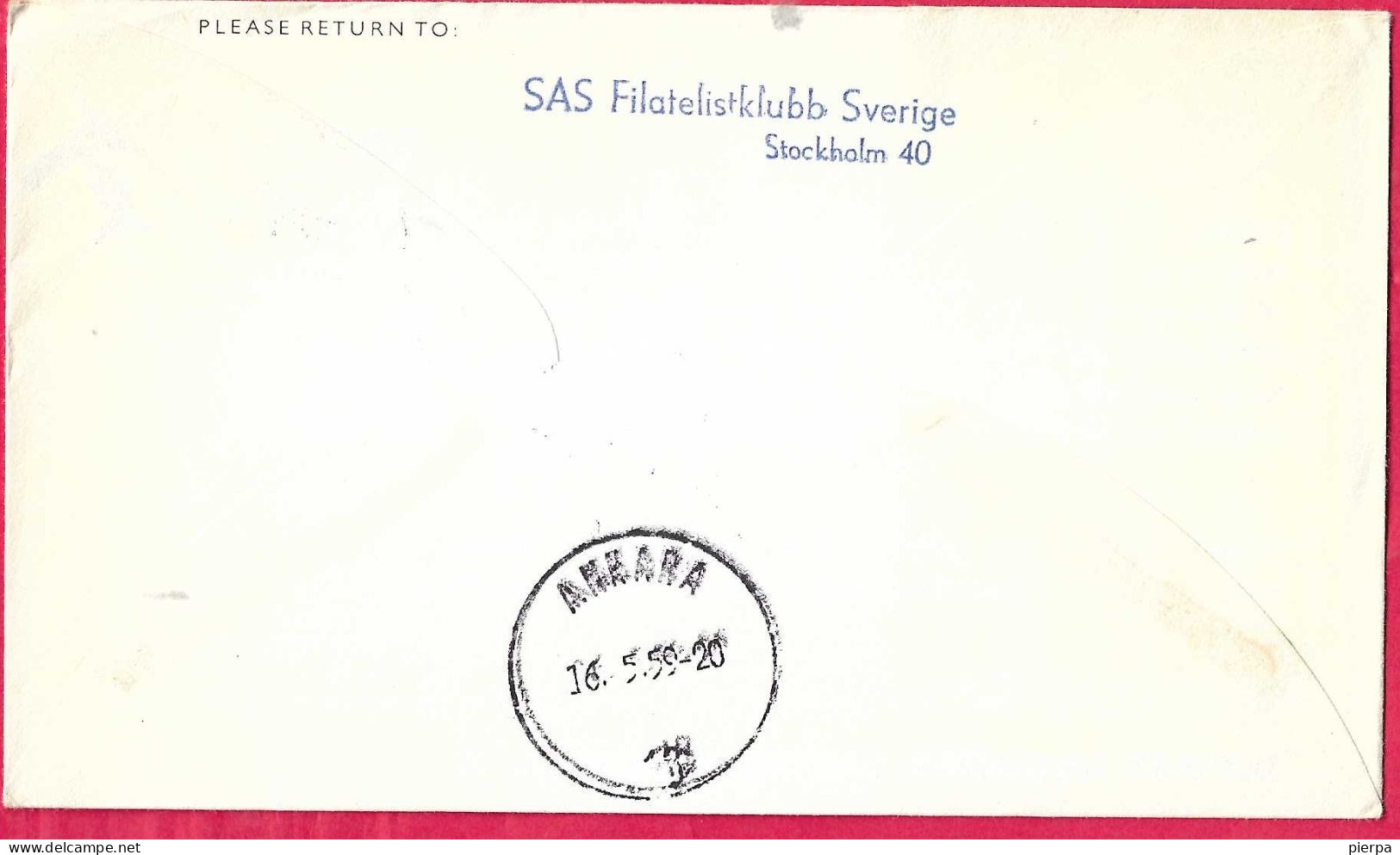 SVERIGE - FIRST CARAVELLE FLIGHT SAS FROM STOCKHOLM TO ANKARA *16.5.59* ON OFFICIAL COVER - Briefe U. Dokumente
