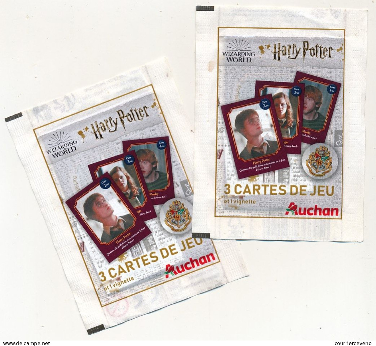 2 Pochettes De "3 Cartes De Jeu + 1 Vignette" - HARRY POTTER - Auchan - Harry Potter