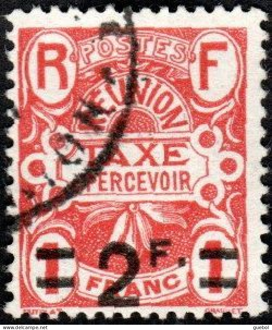 Réunion Obl. N° Taxe 14 - Emblème Surchargé 2f Sur 1f Vermillon - Postage Due