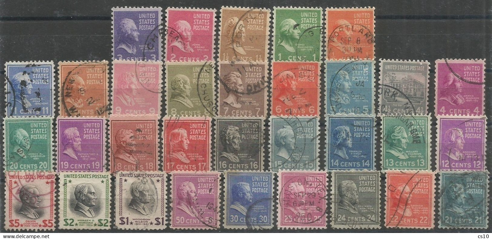 USA 1938 Presidential Series Prexies Cpl 32v Set In VFU Condition - SC.# 803/34 + Block4 SC. # 832 Pres. Wilson - Años Completos