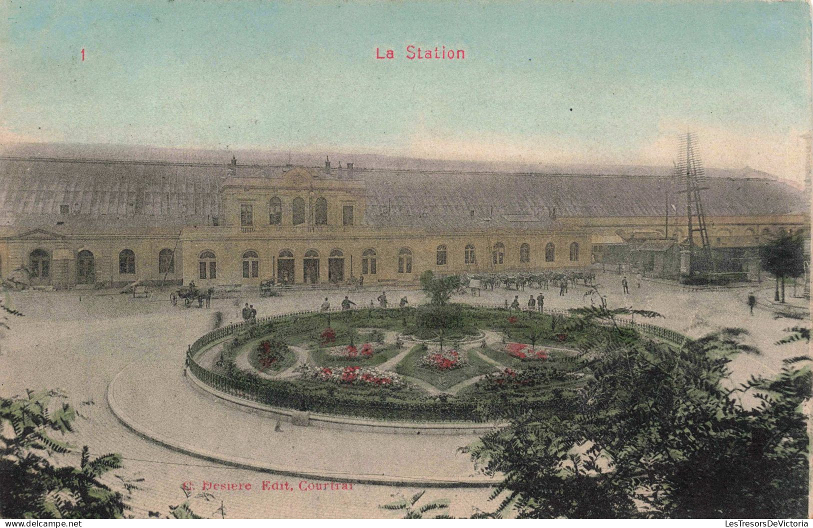 BELGIQUE - Kortrijk - La Station - Colorisé - Carte Postale Ancienne - Kortrijk