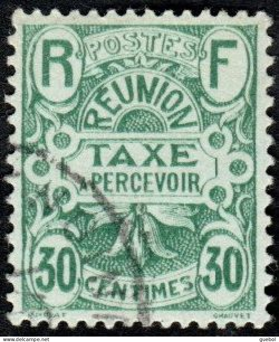 Réunion Obl. N° Taxe 10 - Emblème, Le 30c Vert Sur Vert - Portomarken