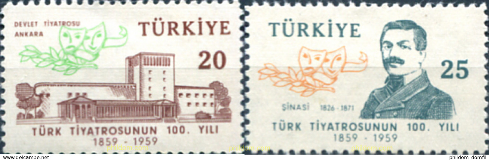 651670 HINGED TURQUIA 1959 CENTENARIO DEL TEATRO NACIONAL TURCO - Andere & Zonder Classificatie