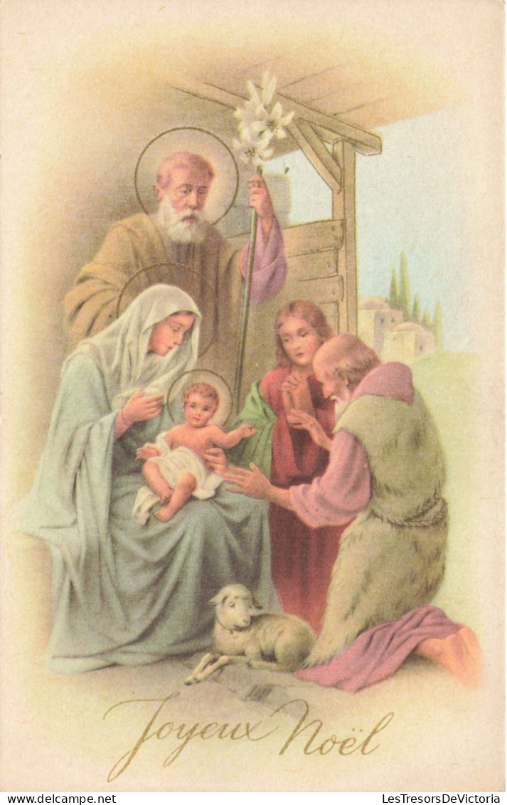 RELIGION - Christianisme - Joyeux Noël - Les Bergers Visitent Le Seigneur - Carte Postale Ancienne - Pinturas, Vidrieras Y Estatuas