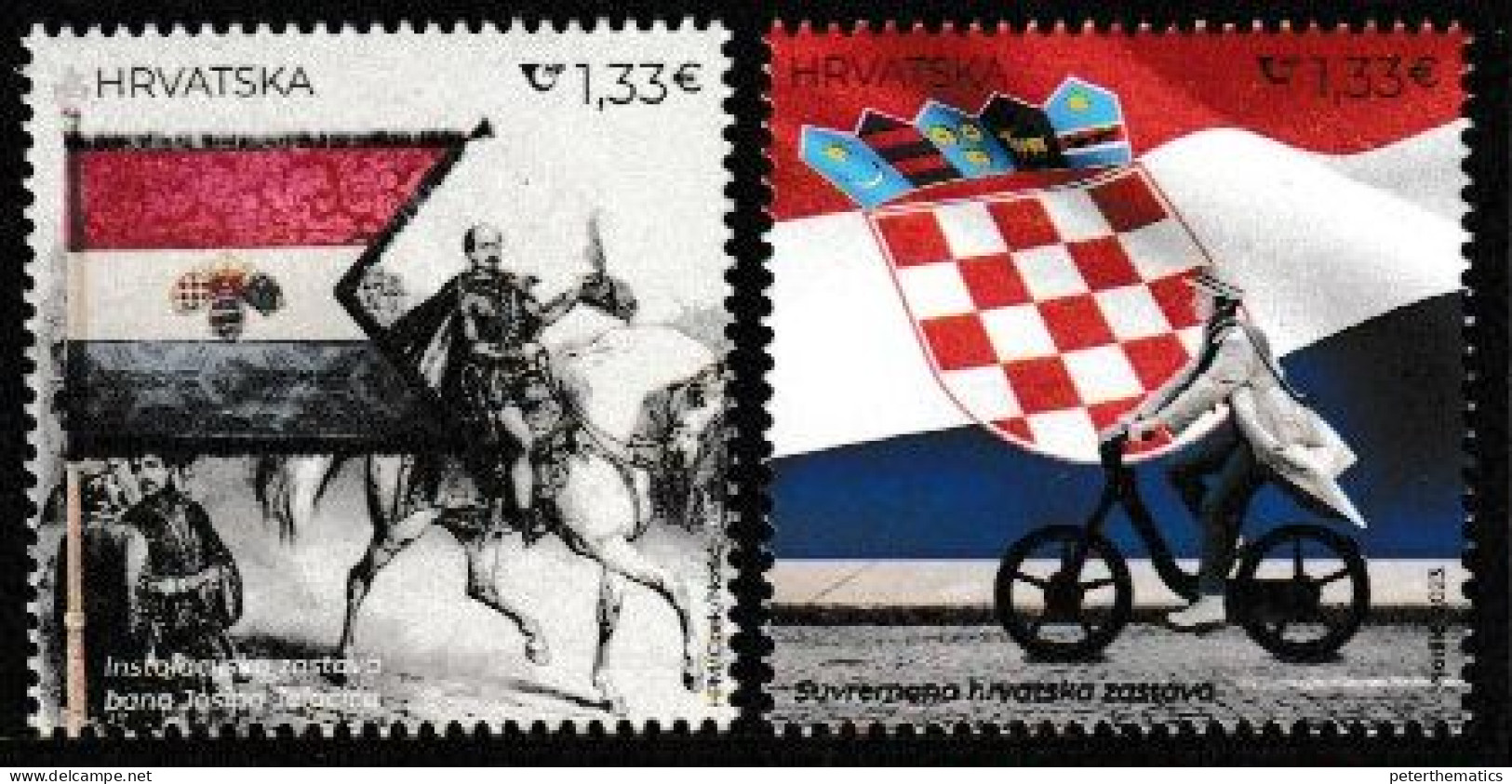 CROATIA, 2023, MNH, FLAGS, BICYCLES, HORSES, 2v - Timbres