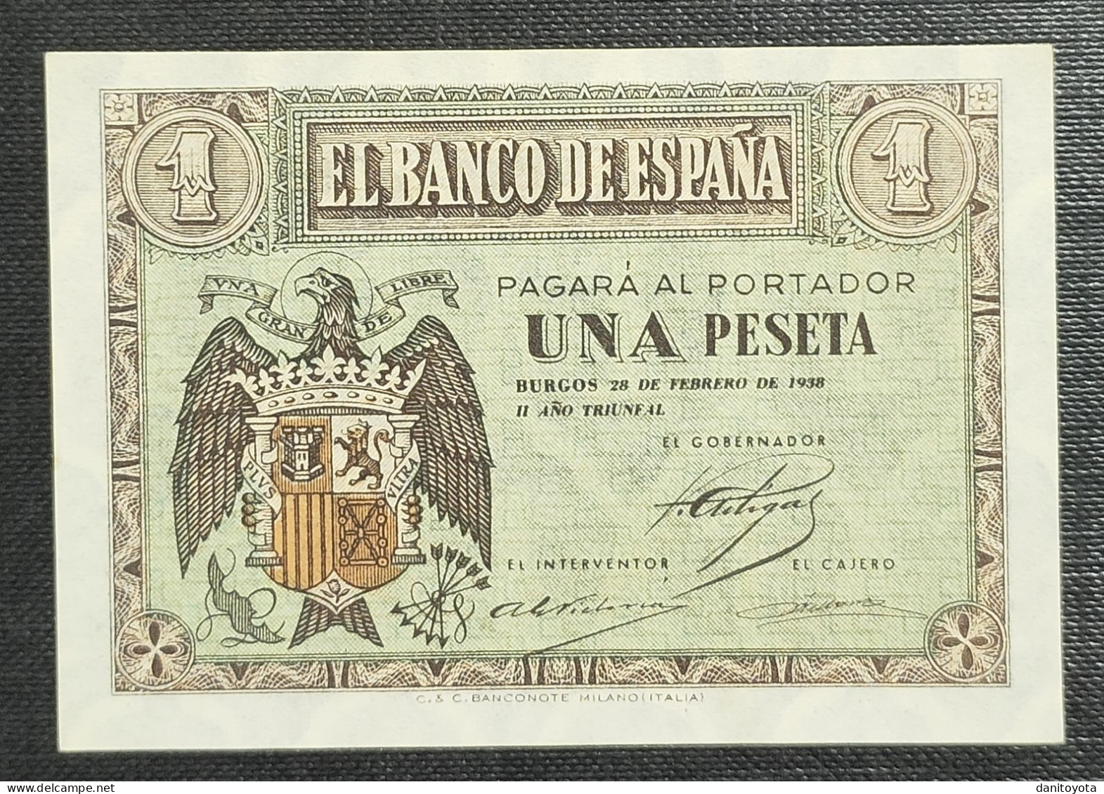 ESPAÑA. EDIFIL 427. 1 PTA 28 DE FEBRERO DE 1938 SERIE A SIN CIRCULAR. - 1-2 Peseten