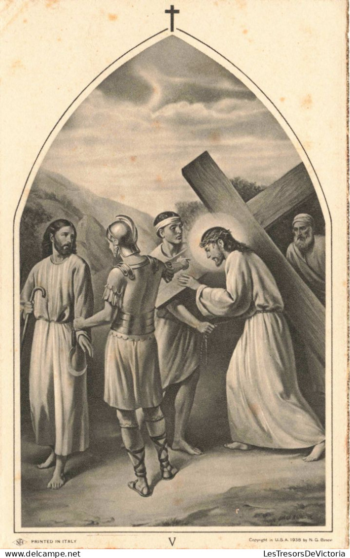 RELIGION - Christianisme - Chemin De La Croix - Jésus Reçoit L'aide Du Cyrénéen - Carte Postale Ancienne - Luoghi Santi