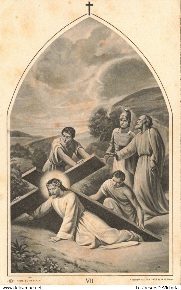 RELIGION - Christianisme - Chemin De La Croix - Jésus Tombé Pour La Seconde Fois - Carte Postale Ancienne - Heilige Stätte