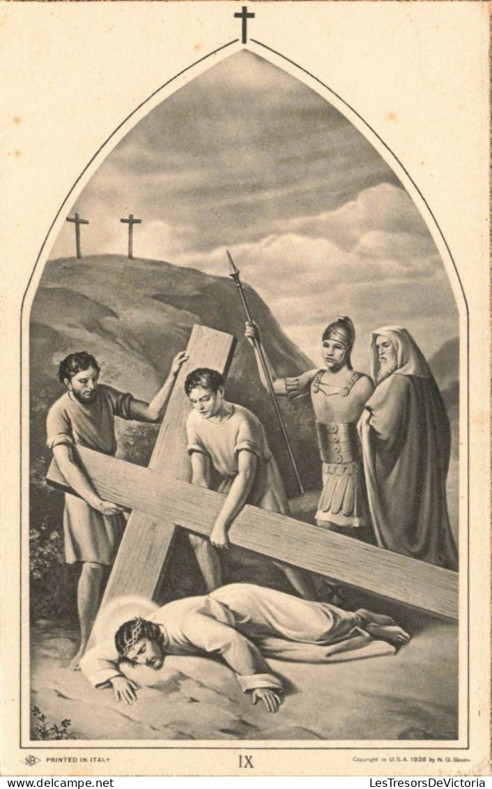 RELIGION - Christianisme - Chemin De La Croix - Jésus Tombé Pour La Troisième Fois - Carte Postale Ancienne - Heilige Stätte