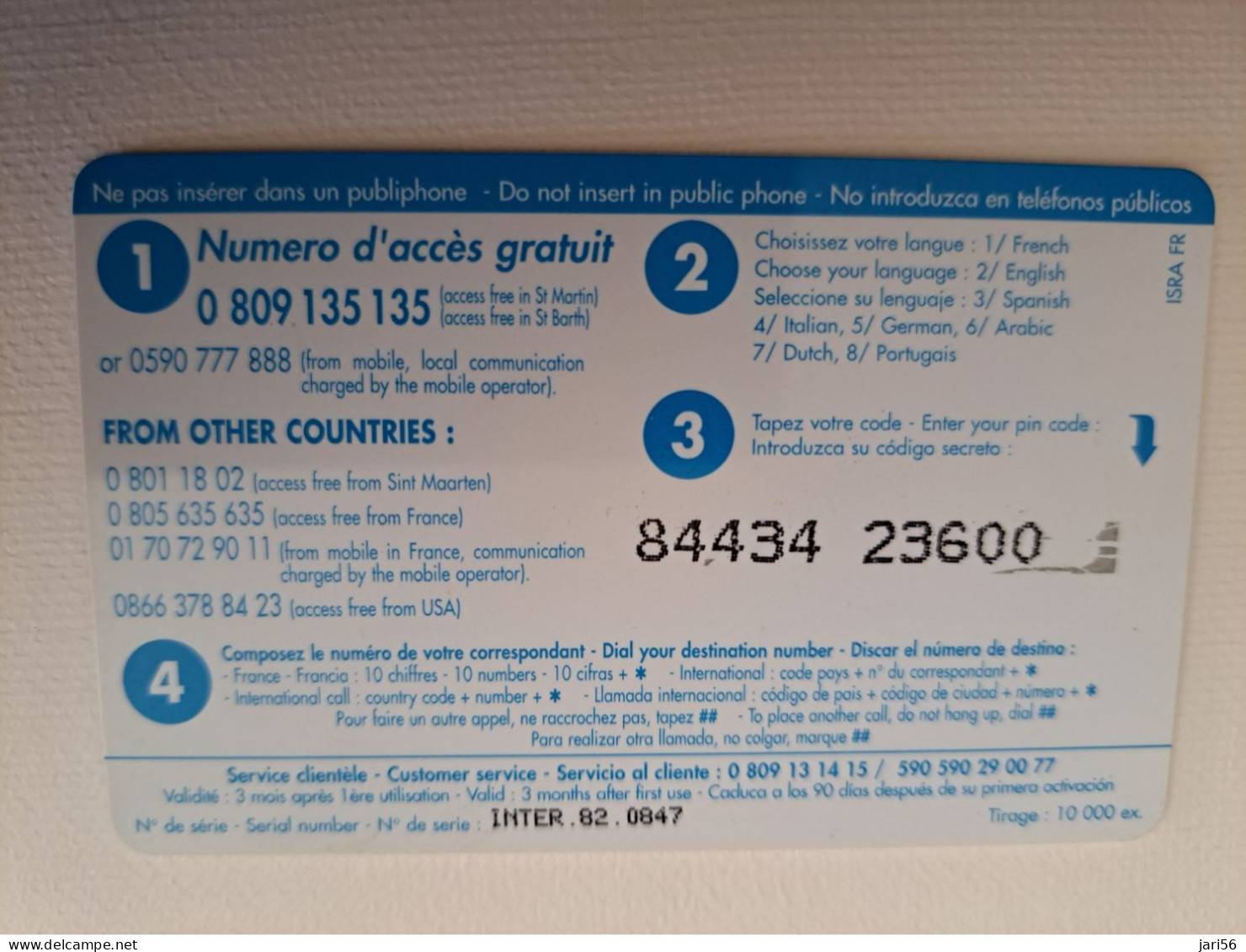 ST MARTIN / INTERCARD  3 EURO    / CASE AGREEMENT       NO 082  Fine Used Card    ** 15140** - Antilles (Françaises)