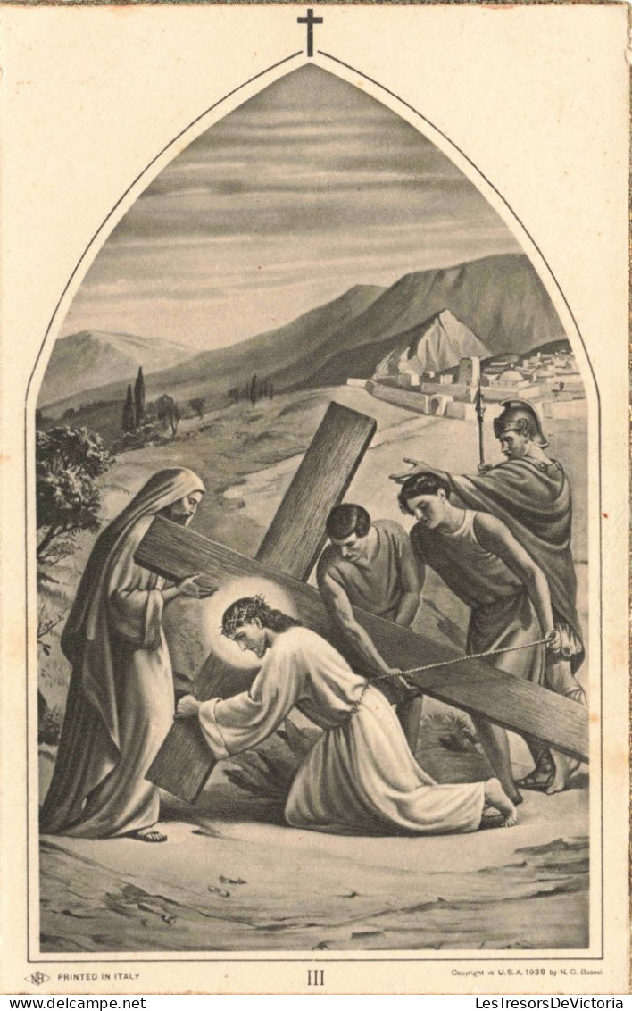 RELIGION - Christianisme - Chemin De La Croix - Jésus Tombe Pour La Première Fois - Carte Postale Ancienne - Lugares Santos