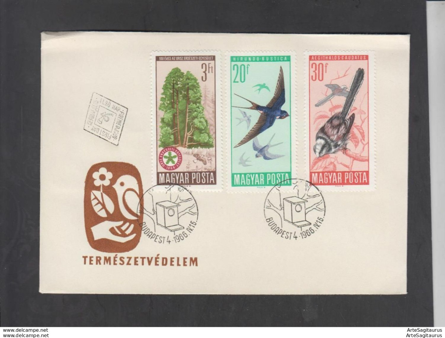 HUNGARY, 1966, FDC, BIRDS  (008) - Sparrows