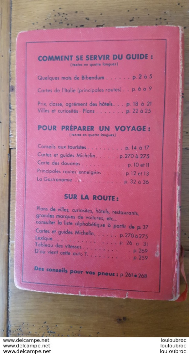 MICHELIN 1957 ITALIE  INTERIEUR EN PARFAIT ETAT - Michelin (guides)