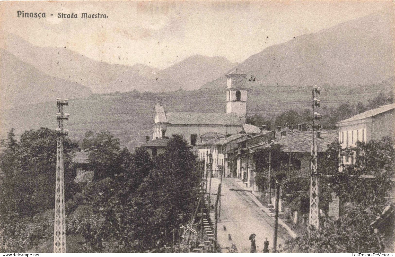 ITALIE - Piémont - Turin - Pinasca - Strada Maestra -  Carte Postale Ancienne - Stades & Structures Sportives