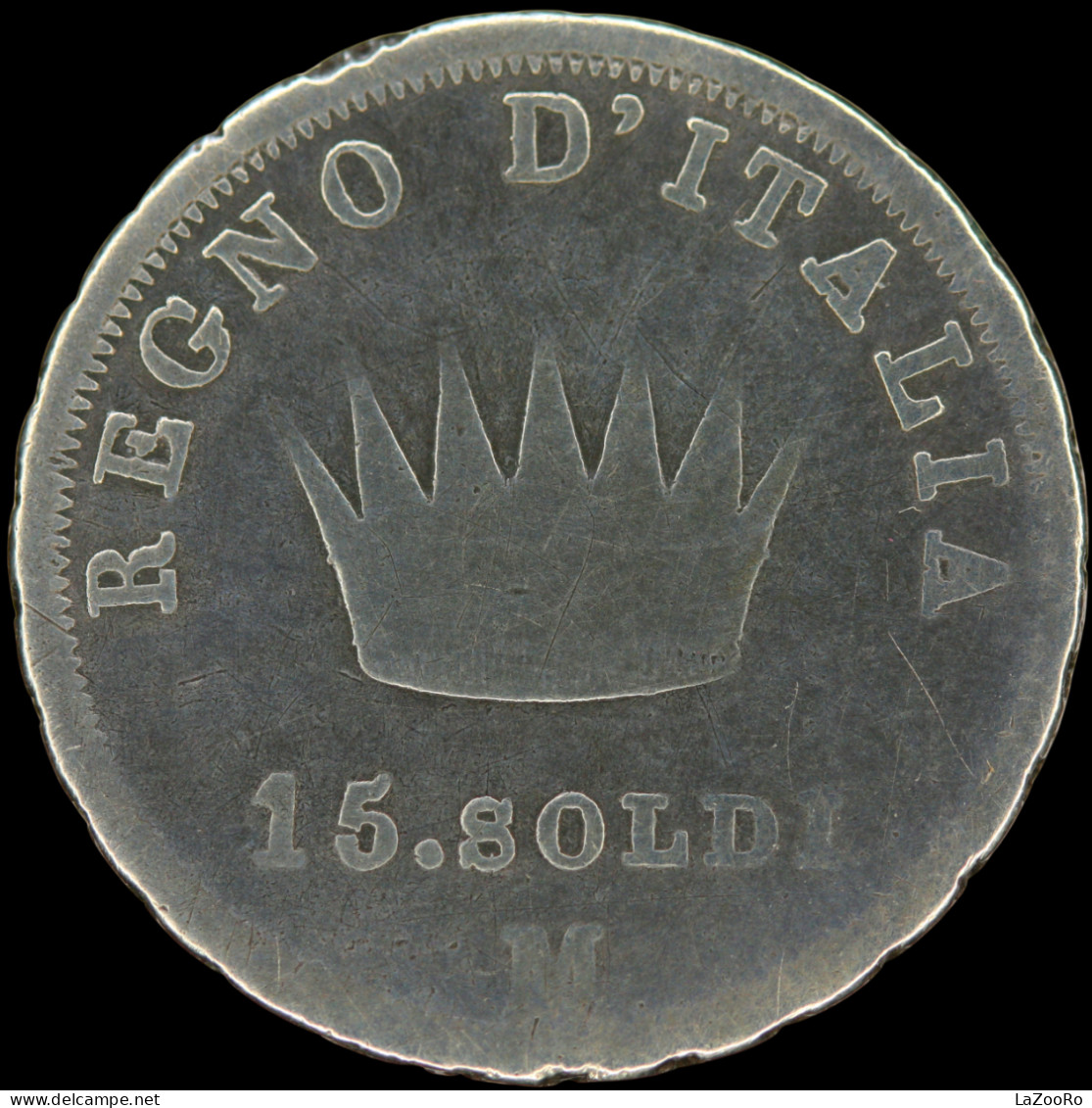 LaZooRo: Italy KINGDOM OF NAPOLEON 15 Soldi 1808 M VG Rare - Silver - Cisalpin Republic / Italian Republic