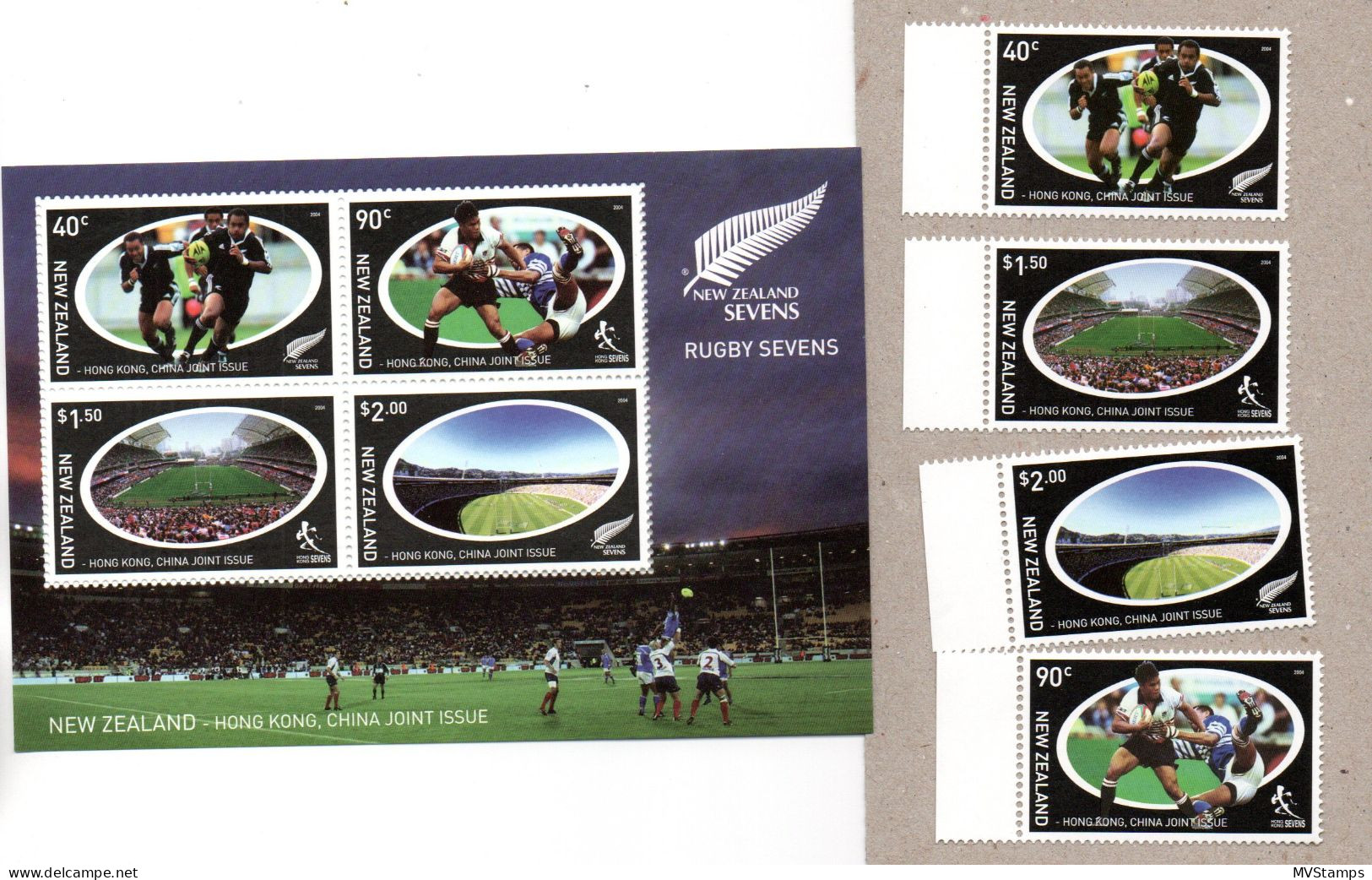 New Zealand 2004 Set/sheet Rugby Sevens Stamps (Michel 2149/52 Block 167) MNH - Blocks & Sheetlets