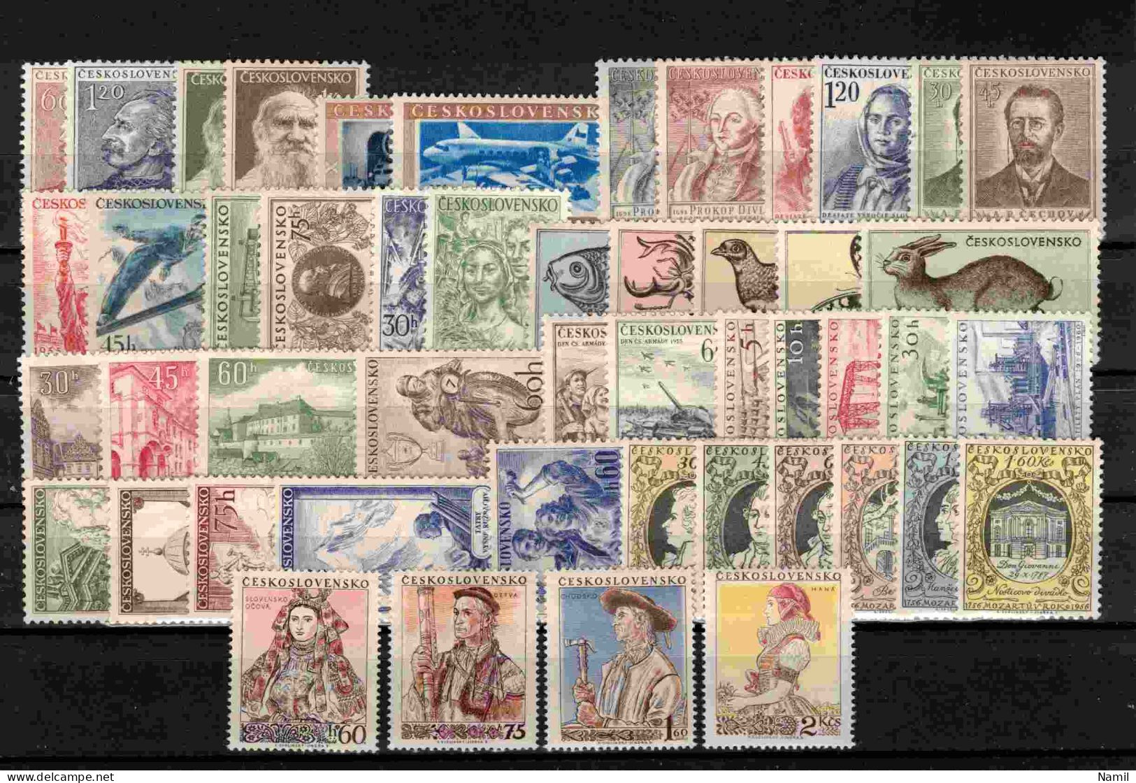* Tchécoslovaquie 1953-6, Lot Avec Timbres Neufs Avec Charniere Ou Trace De Charniere Propre, - Collections, Lots & Series