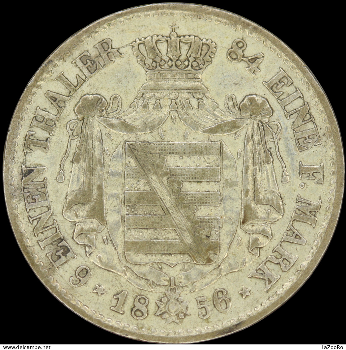 LaZooRo: Germany SAXONY-ALBERTINE 1/6 Thaler 1856 F XF / UNC - Silver - Taler & Doppeltaler