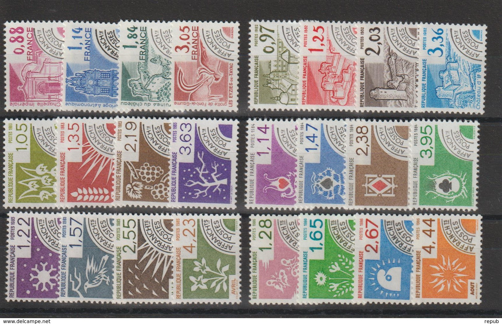 France Préoblitérés 1981-86 Du N°170 à 193 24 Val ** MNH - 1964-1988