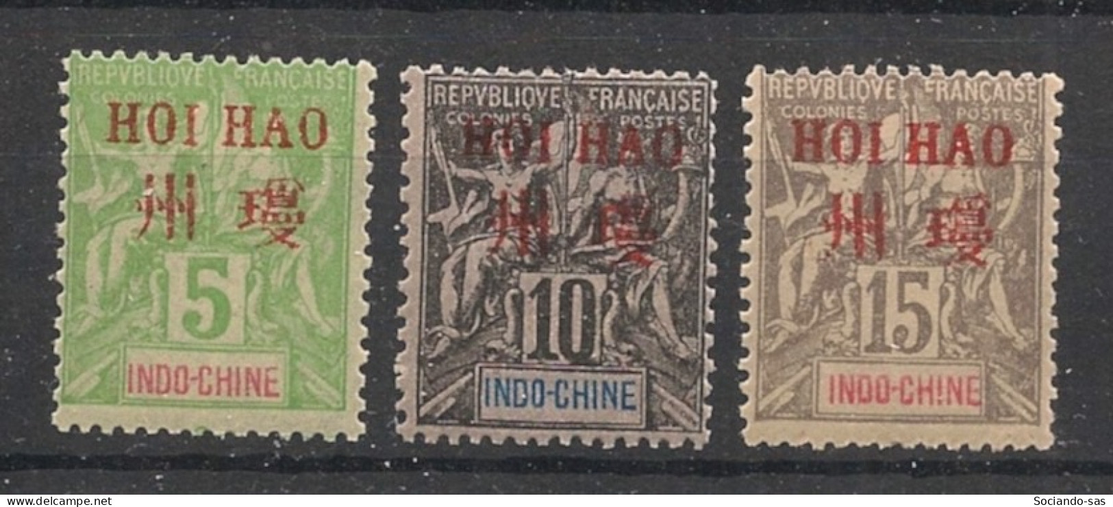 HOI-HAO - 1901 - N°YT. 4 à 6 - Type Groupe 5c Vert à 15c Gris - Neuf Luxe ** / MNH / Postfrisch - Unused Stamps