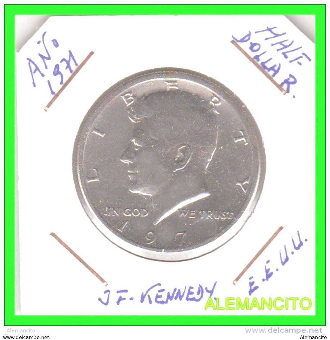 AMERICA CENTRAL ( E.E.U.U )  MONEDA HALF DOLLAR PLATA  ( J.F. KENNEDY )  AÑO 1971 - Central America